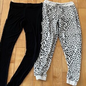 S.   Black Distress Leggings and Cropped Cheetah Print Joggers